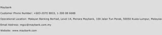 Visit our customer service centres at: Maybank Number | Maybank Customer Service Phone Number ...