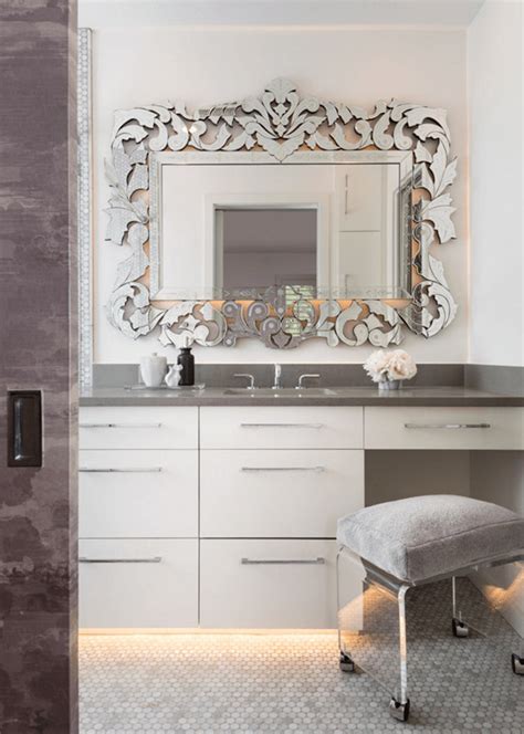 Boasting a white frame, this minimalist mirror matches the vanity fantastic wall mounted illuminated round bathroom mirror with cool white led lights, demister and touch sensitive switch. 25 Cool Bathroom Mirrors - Design Swan