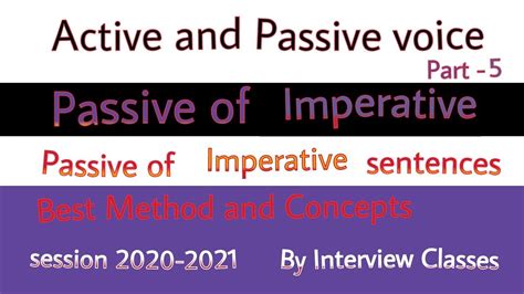 Change the active sentences into passive sentences. Active\Passive voice part-5 | Imperative sentences ...