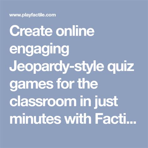 How to make your own jeopardy game on google slides. Create online engaging Jeopardy-style quiz games for the ...