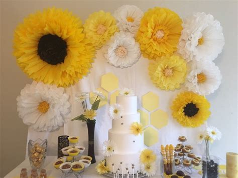 Giant yellow, white and sunflower paper flower set, beautiful for bridal or baby showers ...