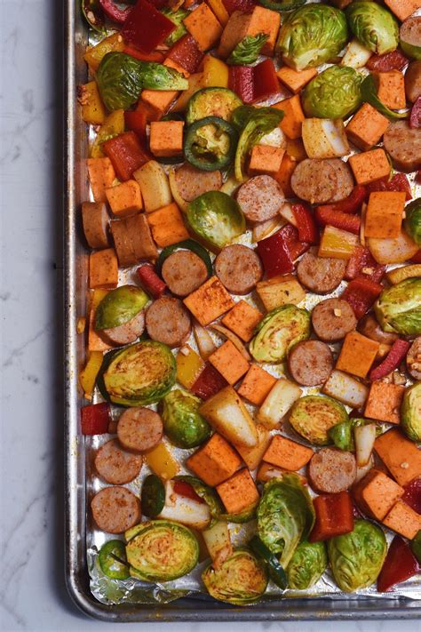 1/2 head green cabbage, quartered and thinly sliced. Chicken Sausage and Sweet Potato Sheet Pan Bake | Recipe in 2020 | Chicken sausage, Sweet potato ...