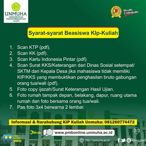 Pada laman ini kita sudah merangkum semua informasi penting terkait kip kuliah. Informasi Beasiswa KIP-Kuliah Unmuha tahun 2020 ...