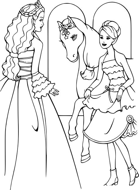 Nous avons une pensée particulière pour les germaine. Coloriage Barbie cheval à imprimer sur COLORIAGES .info