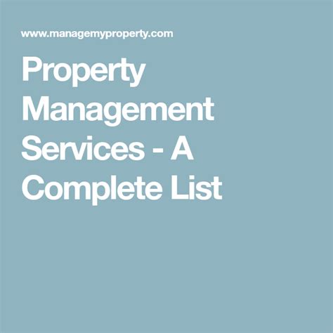 Since their launch back in 2015, they have. Property Management Services - A Complete List | Property ...