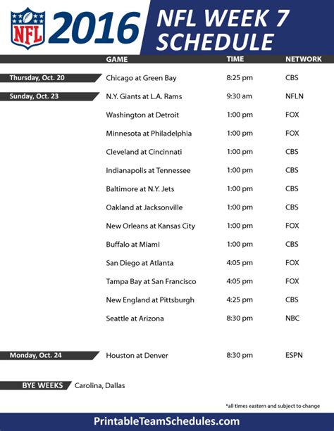 Green bay packers at houston texans. NFL Week 7 Schedule | Nfl week, Nfl weekly picks, Nfl