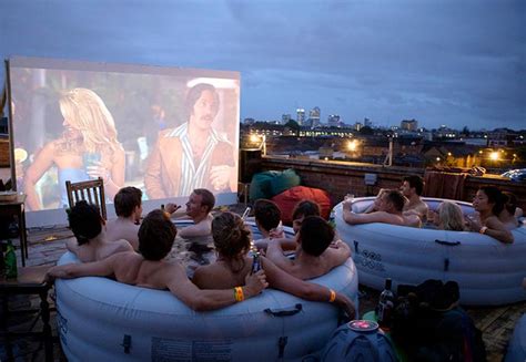 I have been there many times and never seen a hot tub? HOT TUB ROOFTOP CINEMA AT THE ROCKWELL HOUSE IN LONDON