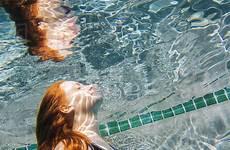 swimming underwater girl pool teenage hair red stock dissolve blend d145