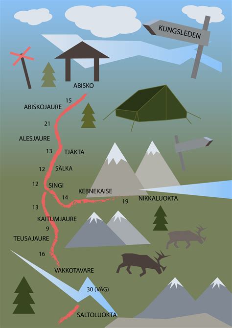 Kungsleden sök boende via karta. Kungsleden, Karta, Illustration | Karta