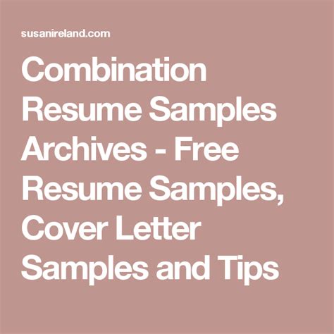 Combination Resume Samples Archives - Free Resume Samples, Cover Letter Samples and Tips ...