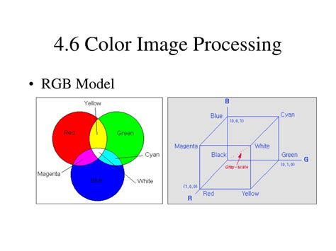 • adding all three colors in equal parts makes a grayscale, no colors makes black and maximum of all three makes white. PPT - Color Image Processing PowerPoint Presentation, free ...