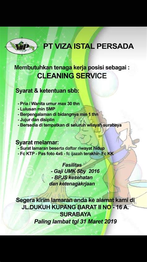 Info lowongan kerja karesidenan madiun share loker free, dm saja admin tidak membalas comment. lowongan kerja cleaning service viza istal persada ...