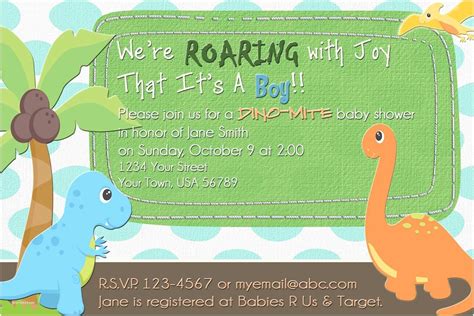 Make custom invitations for a baby shower at home. dinosaur ba shower invitations the fast lane freebie ...