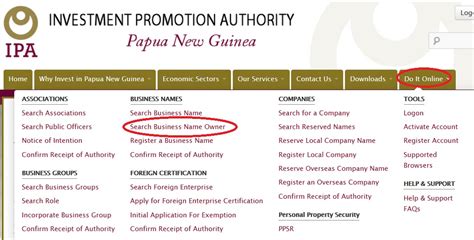 Tax incentives are provided under the promotion of investment act 1986 and the income tax act 1967. ipa.gov.pg Business Name Owner Search Papua New Guinea ...