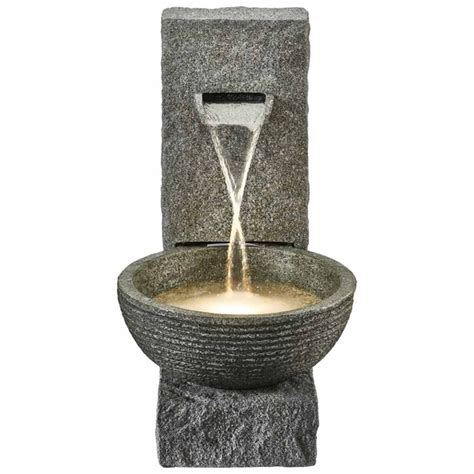 Up on a pedestal classical cascading style bowl water feature. Serenity Stone-Effect Cascading Water Bowl Water Feature ...