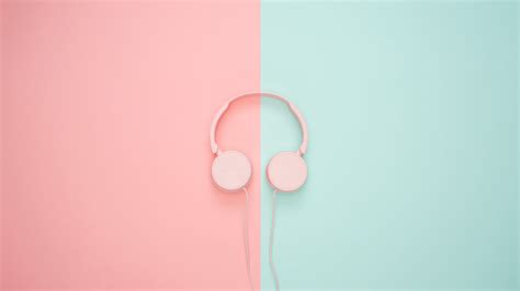 Pastel pink background hd landscape. Download wallpaper 2560x1440 headphones, minimalism, pink ...