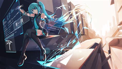 ❤ get the best blue backgrounds on wallpaperset. anime Girls, Long Hair, Vocaloid, Hatsune Miku, Thigh ...