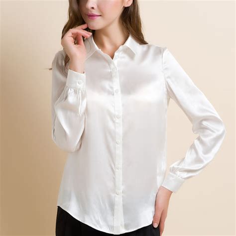 Satin play hot girls playing with their satin clothes. S XXXL women Fashion silk satin blouse button ladies silk ...