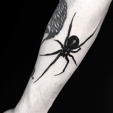 Red and black spider tattoo, engraved on the neck, symbolizes creativity of the wearer, who is a musician. Black Widow Tattoo in 2020 | Tattoos, Spider tattoo, Sleeve tattoos