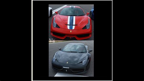 If you have a spare runway collecting dust, it might be worth your while to install a timing system and invite your friends over. Ferrari 458 Speciale Vs 458 Italia - YouTube