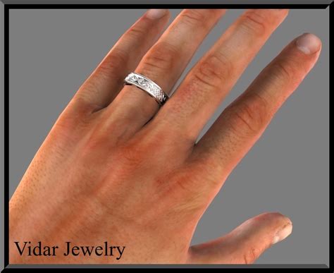 12 mm flat pipe cut platinum ladies & man's wedding band, 1.25 mm thick. Unique Mens Wedding Bands White Gold | Vidar Jewelry ...