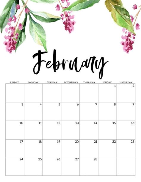 Kyrill und method († 14. Cute February 2019 Printable Calendar #February # ...