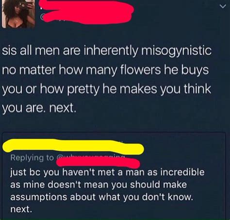 Forums pour discuter de misogynistic, voir ses formes composées, des exemples et poser vos questions. "all men are inherently misogynistic" : TumblrlnAction
