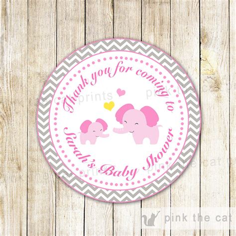 Just choose a theme, download and print. Pink Elephant Gift Favor Label Thank You Tag Sticker Baby ...