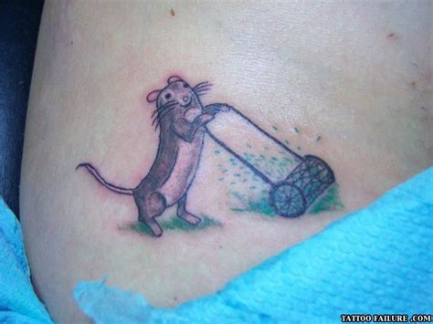 One of them is drama tattoo and the other is a picture of daffy duck pushing a lawn mower through my pubes. Mouse pushing lawn mower tat | Tattoos, Body art tattoos ...