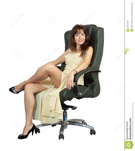 An illustration of a woman sitting in an armchair. Woman Sitting On Luxury Office Armchair Stock Image ...