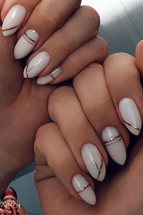 We always see black nail polish on the runways, but every season it gives off a slightly different effect. The Best Wedding Nails 2019 Trends | Wedding Forward | Romantic nails, Gold nails, Stylish nails