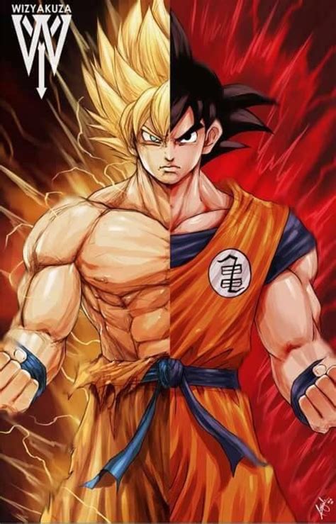 In dragon ball gt, goku can be seen briefly transforming into a super saiyan 2 while deflecting an attack by general rilldo, and before he transforms into a super saiyan 3 during his second fight with super baby vegeta. Goku wizyakuza | Ilustrator