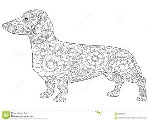 Dachshund coloring pages are a fun way for kids of all ages to develop creativity, focus, motor skills and color recognition. Dachshund Coloring Book For Adults Vector Stock Vector ...