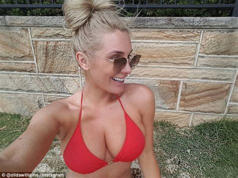 Let's do it again b, phucking hot 3way!! Zilda Williams flaunts famous E cup assets in red bikini ...