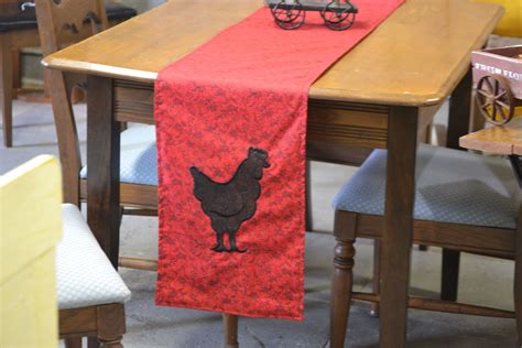 5 out of 5 stars. Red floral Rooster table runner, farmhouse table runner ...