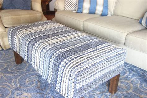 An ottoman is a popular and useful furniture item to have in your living room. DIY An Ottoman Slipcover -- From an Throw Rug! in 2020 ...