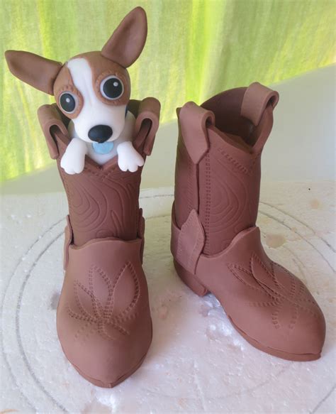 Get the best deals on cowboys & western cake cake toppers picks. Fondant Cowboy Boots with Dog Inside | Cowboy boot cake, Fondant dog, Fondant