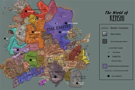 Kenshi map locations & zones: Political Map of Kenshi, with disputed regions : Kenshi