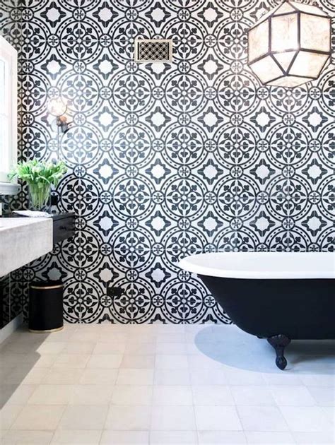 Patterned tile isn't just a pretty face, either. Bathroom Style Trend: Tile Statement Wall - BECKI OWENS