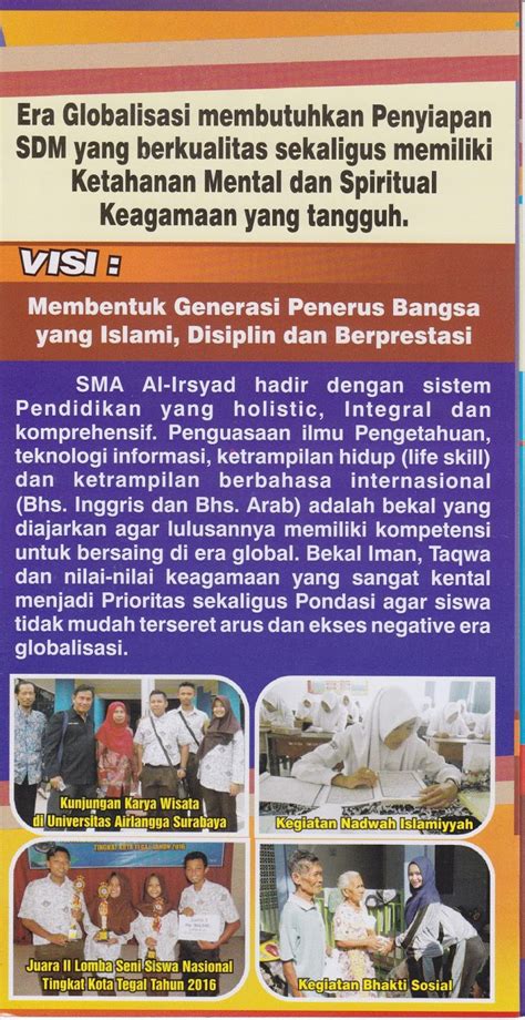 Yayasan kasih abadi insani sejahtera indonesia ( yakaisi), adalah organisasi nira laba yang bergerak dalam bidang pendidikan, kesehatan, hukum, dan misi sosial ke masyarakat berdiri sejak tahun 2004. PENERIMAAN PESERTA DIDIK BARU SMA AL-IRSYAD TEGAL 2017 ...