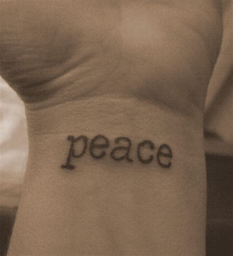 This design is quite simple and realistic but the most important thing is that it spreads the message accurately in a very distinctive and cool manner. peace script tattoo | Tattoo script, Small tattoos, Tiny ...