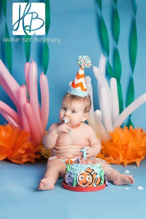 Cake smash photography by cotton cloud photography in campbelltown of sydney's macarthur region. Disney Finding Nemo inspired baby photography. Cake smash birthday one year old | Nemo birthday ...