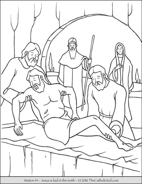 Catholic coloring pages stations of the cross 11 | free. Stations of the Cross Coloring Pages 14 - Jesus is laid in ...