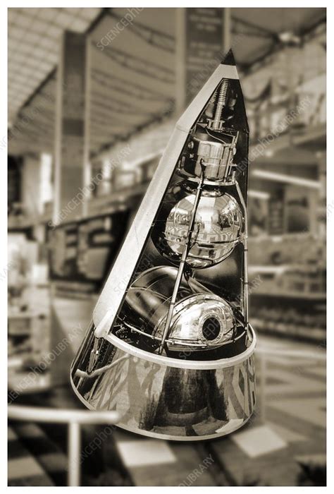 Sputnik 2 , or prosteyshiy sputnik 2 was the second spacecraft launched into earth orbit, on 3 november 1957, and the first to carry a living animal, a soviet space dog named laika. Model of Sputnik 2 satellite - Stock Image - C051/0405 ...