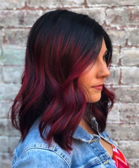 With this color effect, bright strawberry red feeds into rich purple color seamlessly. Pin by Ry22 on Hair dye | Violet hair colors