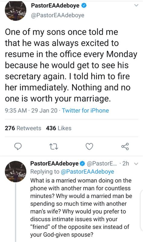 Pastor dare adeboye, the son of the general overseer of the redeemed christian church of god worldwide, enoch adeboye, is dead. Nigerians React As Pastor Adeboye Tells His 'son' To Sack ...