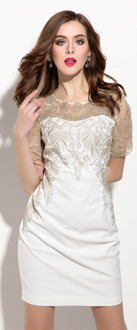 Maybe you would like to learn more about one of these? White Sheer Sleeves Embroidered Dress | Vestidos y faldas ...