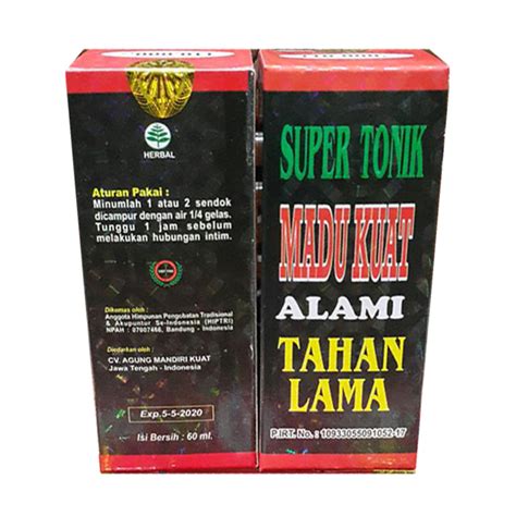 Madu alami memiliki khasiat yang baik bagi tubuh, beragam manfaat dapat dirasakan dengan mengonsumsi madu yang mempunyai rasa manis alami. Jual Super Tonik Madu Kuat Tahan Lama 6x Lebih Dahsyat ...