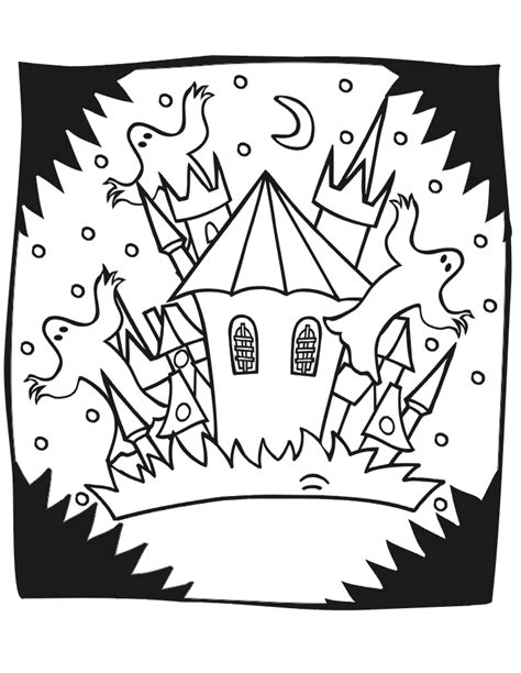 Colouring pictures with halloween decorations drawn in zentangle style. Halloween Coloring Pages Haunted House - Coloring Home