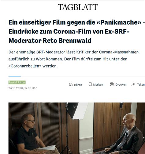 Ansicht des films derzeit via vimeo: Corona-kritischer Film "unerhört" von Reto Brennwald in ...